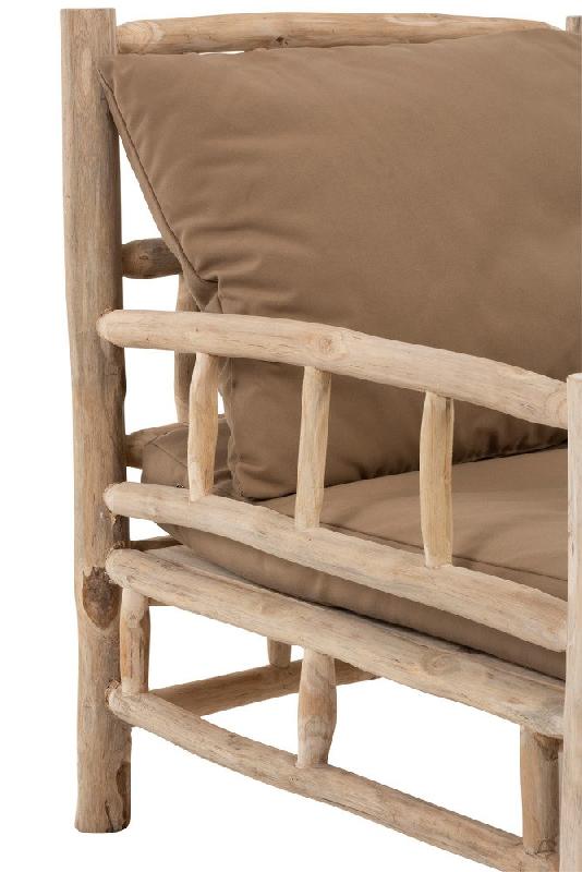 Fauteuil 3 personnes en tek naturel/marron - structure en bois de tek et coussins moelleux_3