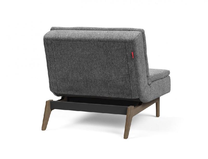 Fauteuil design Dublexo Eik convertible lit 90x115 cm - pieds chêne fumé - tissu Twist Charcoal_3