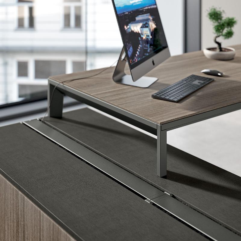 Bureau manager X5 avec meuble retour intégré - Officity - 224, Anthracite, Eucalyptus 53_3