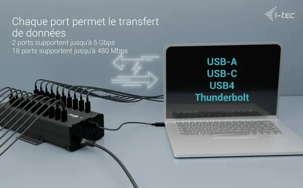 USB-C/USB-A Metal Charging + data HUB, 15W per port, 20x USB-C_3