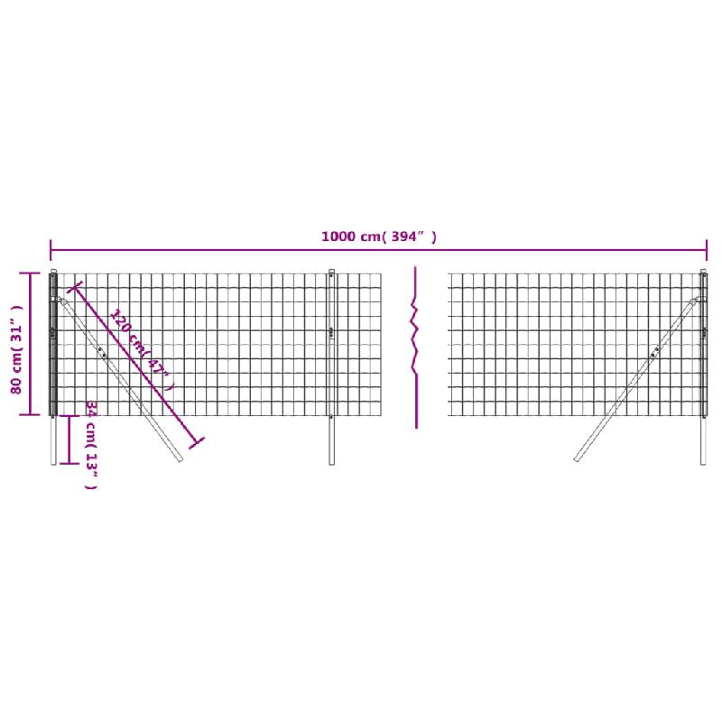 Vidaxl clôture en treillis métallique vert 0,8x10 m acier galvanisé 154064_3