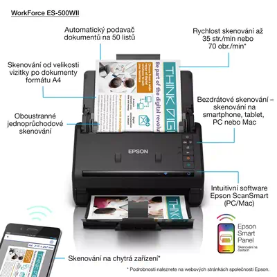 Epson WorkForce ES-500WII Alimentation papier de scanner 600 x 600 DPI A4 Noir_3