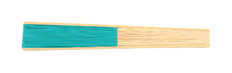 Éventail en papier - branches en bambou - couleur bleu clair - poids 17.3 g_3