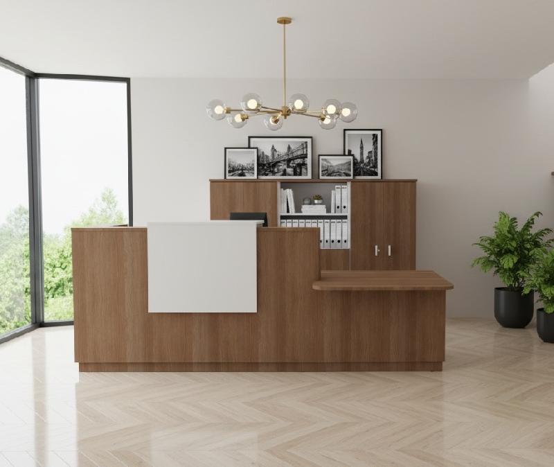 Banque d'accueil Delta Plus avec accès PMR - Mobel Linea - Acacia foncé, Droite, Non, 262_3