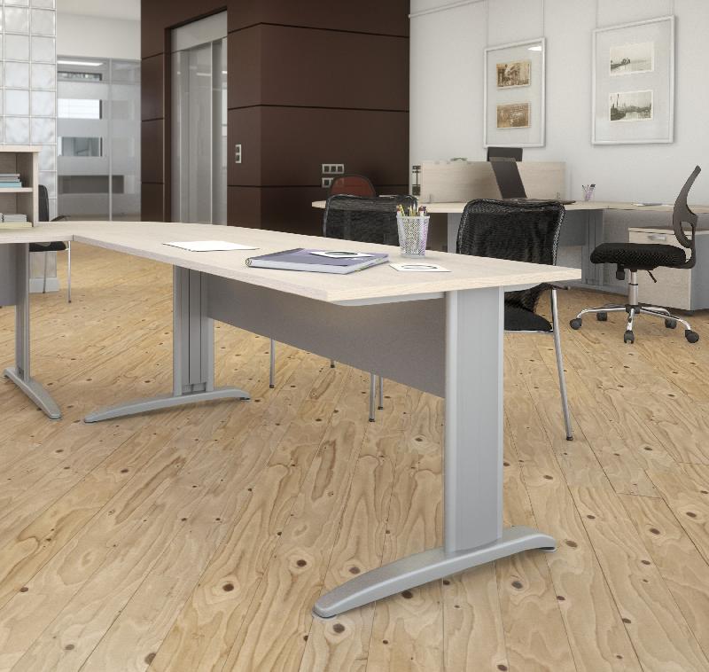 Bureau individuel Tono, pieds métal - Mobel Linea - 160, Chêne grisé_3
