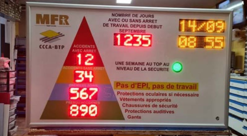 Panneau d'affichage de sécurité et gestion de nombre de jours sans accidents dans les entreprises - INTSNBJSA_4