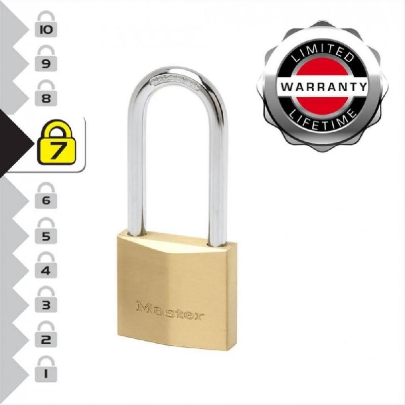 Cadenas à clé MASTER LOCK - laiton massif 50 mm, anse acier cémenté 64 mm, haut niveau de sécurité_3
