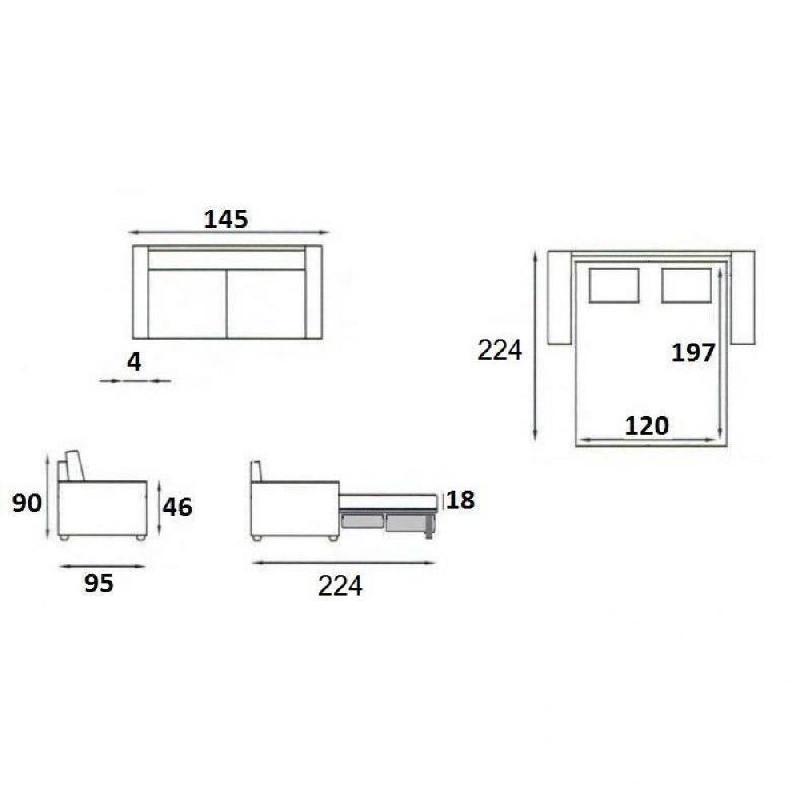 Canapé-lit compact 2-3 places Denso Rapid Express 120cm - Microfibre graphite - Matelas 18cm - Sommier à lattes_3
