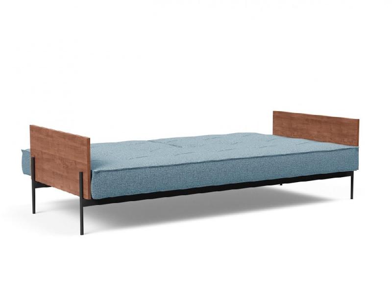 INNOVATION LIVING - Canapé-lit SPLITBACK LAUGE convertible 115x210 cm - Tissu Mixed Dance Light Blue - Accoudoirs noyer_3