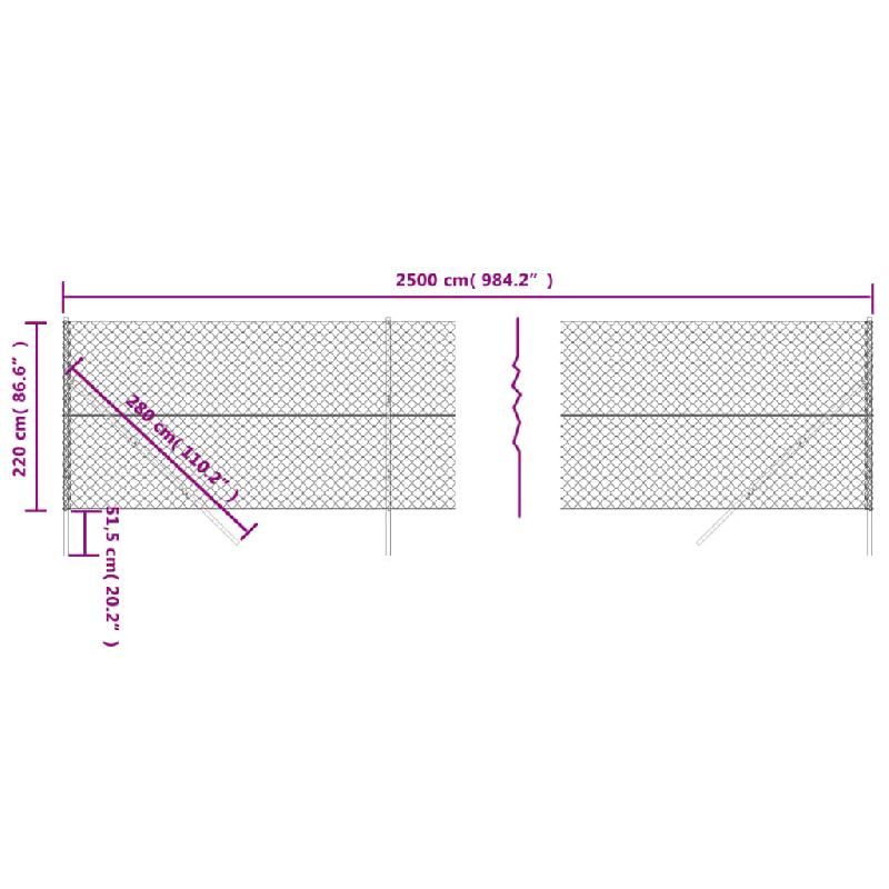 Vidaxl clôture en mailles de chaîne vert 2,2x25 m 153919_3