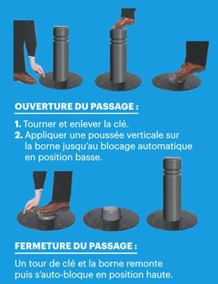 Borne rétractable en acier peint sur zinc avec système de guidage renforcé - Province / Barcelone - serrure clé triangle de 11_3