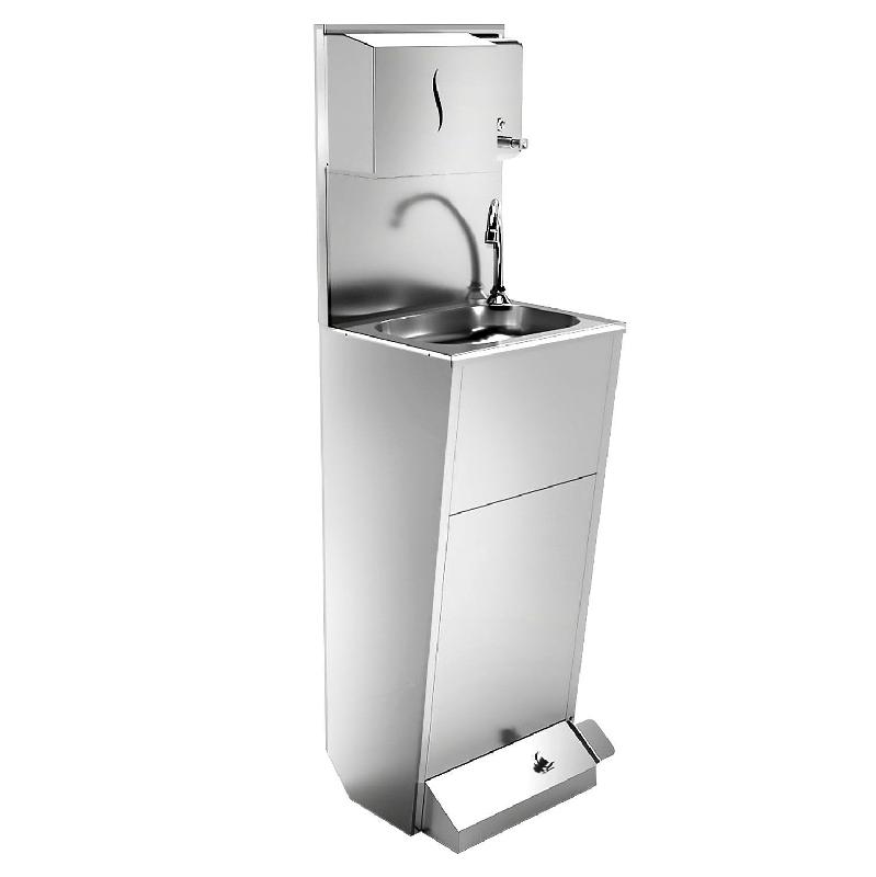 Lave-mains avec pédale et distributeur de savon / papier | P 330 mm_3