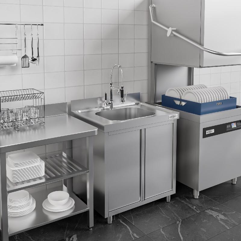 Plonge inox 1 bac sur placard - P 600 mm - 800_3