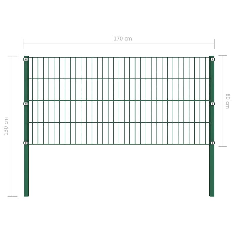Vidaxl panneau de clôture avec poteaux fer 1,7 x 0,8 m vert 144933_3