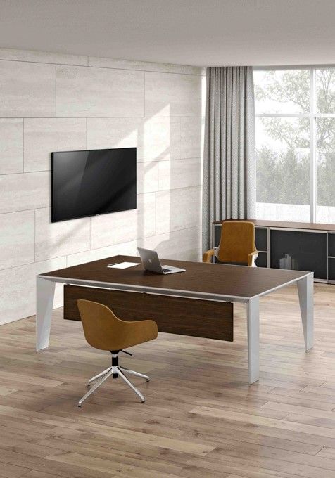 Eracle - Bureaux de direction Alea avec pieds en aluminium et plateaux personnalisables_3