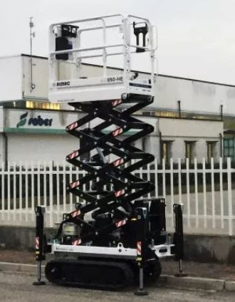 Nacelle plateforme ciseau Bibi 850 HE - Hauteur de travail 8m - Bi-énergie - Chenilles rétractables_3