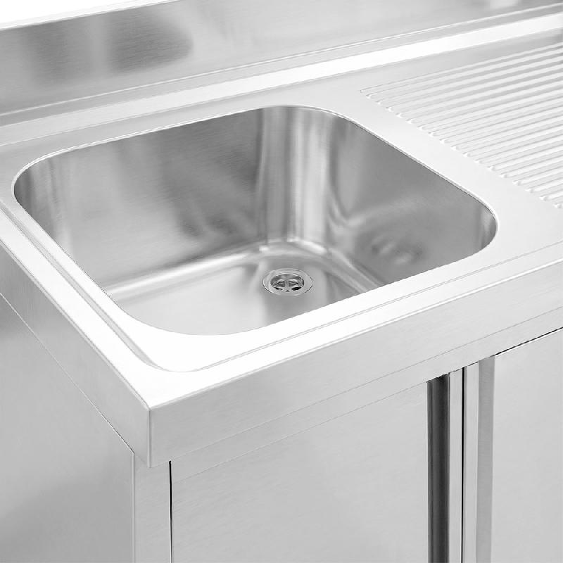 Plonge inox 1 bac à gauche et égouttoir sur placard avec 3 tiroirs - 1200 x 600 mm_3