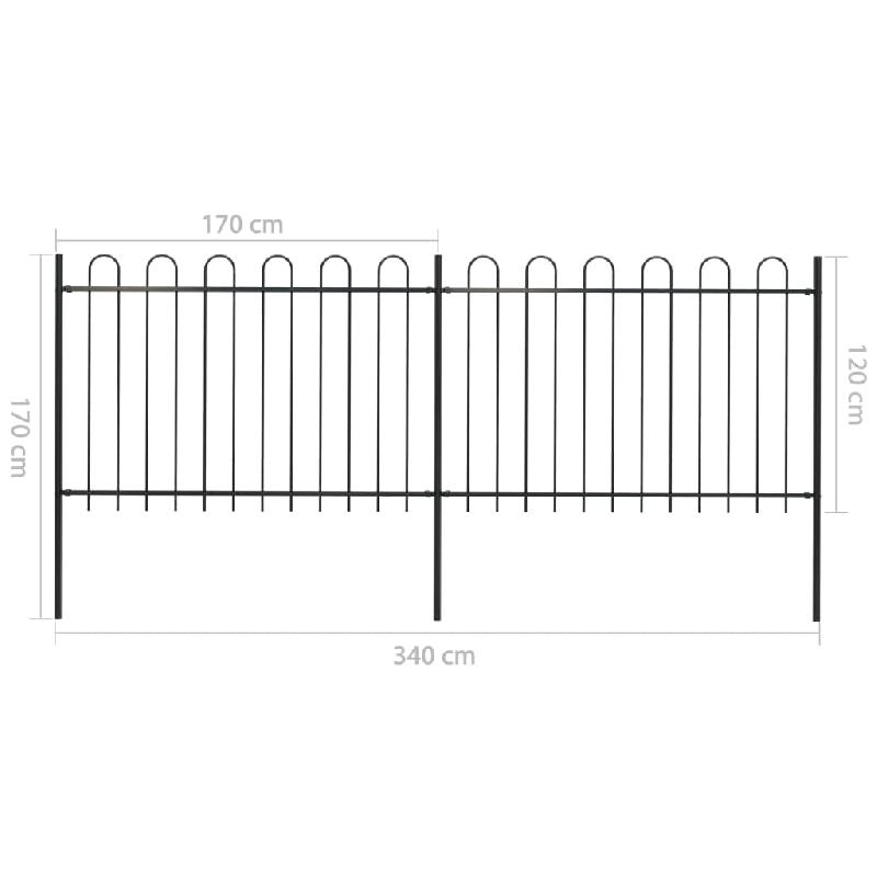 Vidaxl clôture de jardin avec dessus en cerceau acier 3,4 x 1,2 m noir 277666_3