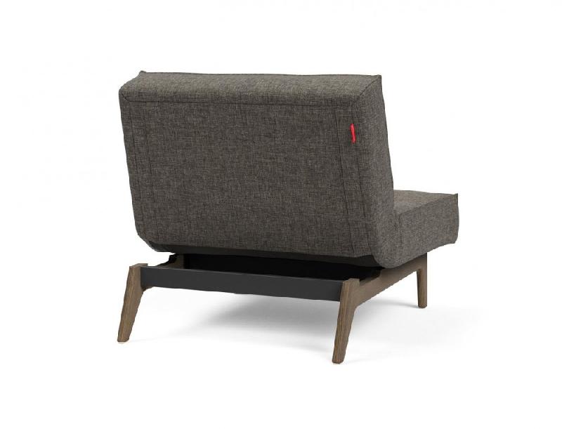 Innovation Living - Fauteuil convertible Splitback Eik - Lit 90x115 cm - Pieds chêne noyer - Tissu Flashtex Dark Grey_3