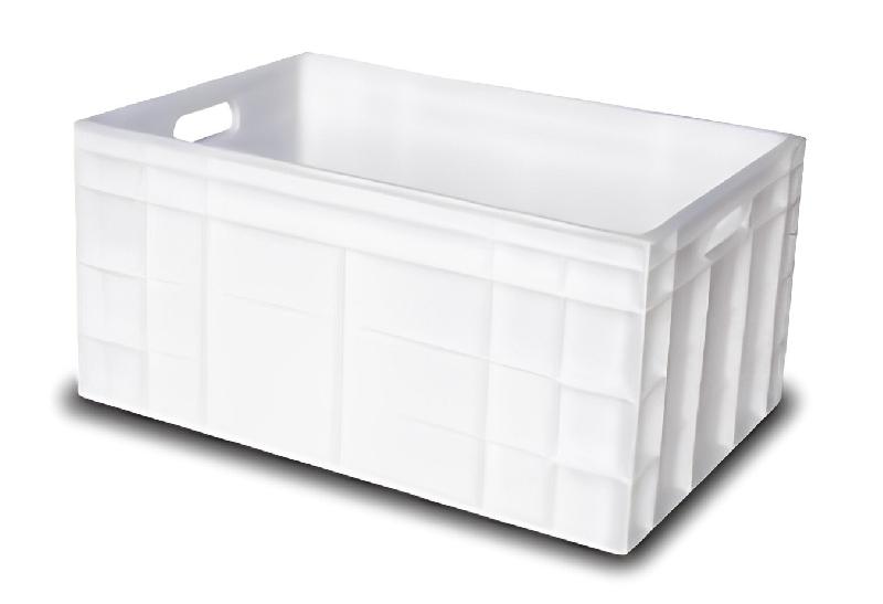 Bac gerbable 600 x 400 - poignées - fond plein/parois pleins/ajourés - blanc ou gris - PEHD_3