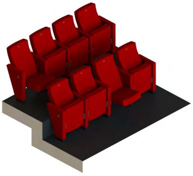 Fauteuil de conférence à piétement latéral avec accoudoir commun tout tissu pour ERP - MARIVAUX_3