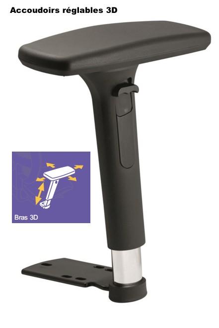 Siège bureautique  synchrone KENNY - Gris, Noir, Non, Piètement nylon noir_3