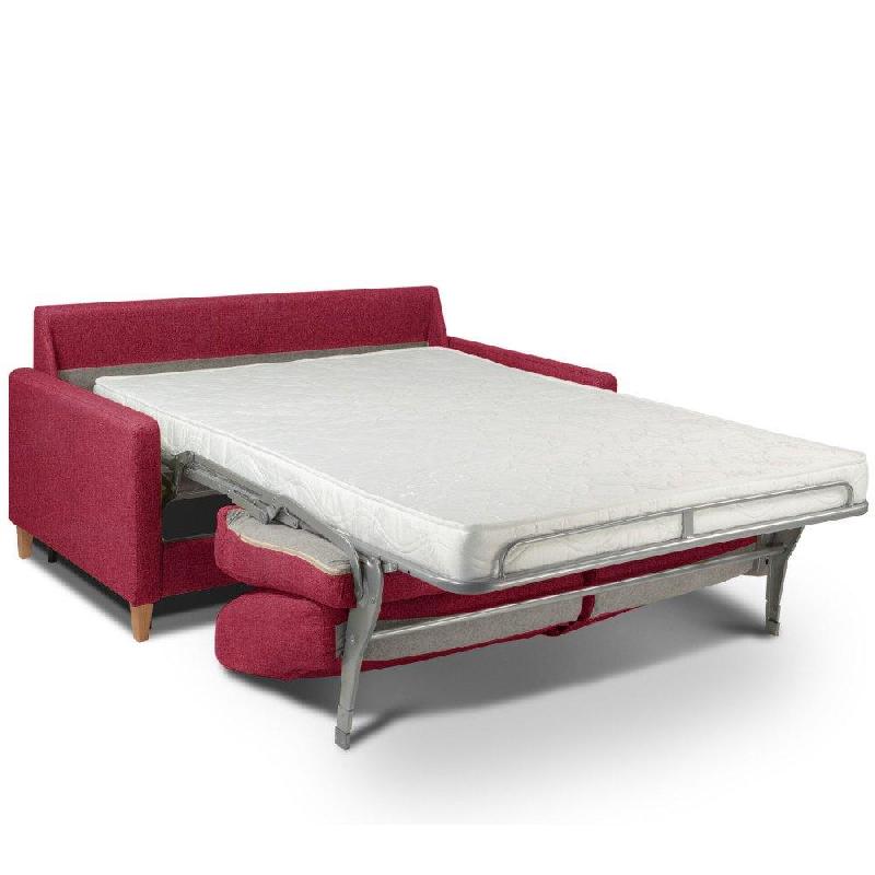 Canapé convertible OGGETTO - Matelas 16 cm - Système express - Sommier lattes 160 cm - Velours rouge - RENATONISI_3