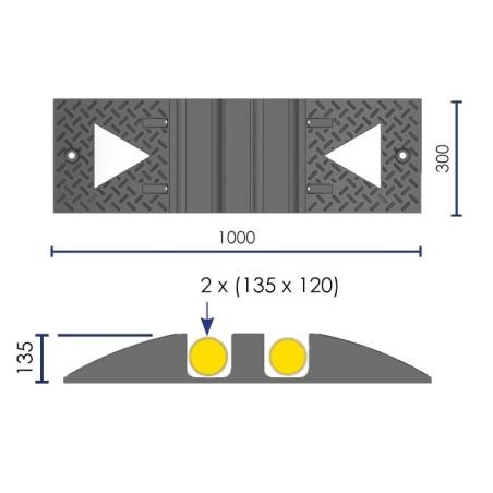 Passe-câbles caoutchouc - Chargement par le dessus - 2 canaux Ø 135x120mm - Résistant jusqu'à 50T_3