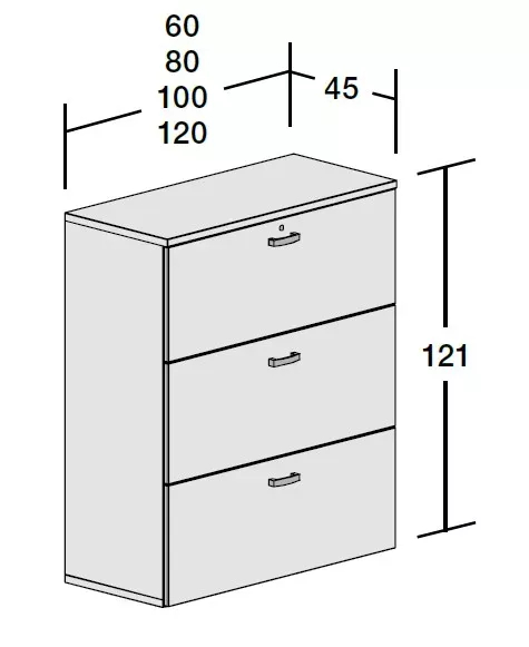 Armoire 3 tiroirs pour dossiers suspendus - haut. 120 cm (2 largeurs au choix) So Madrid_3