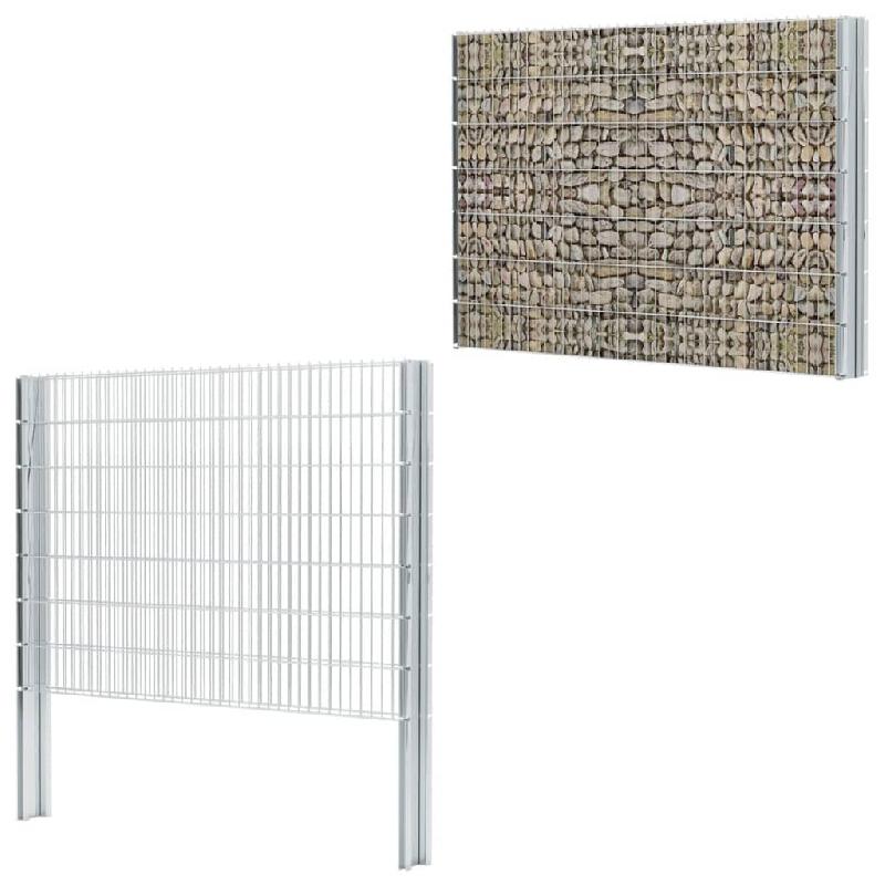 Vidaxl poteau de clôture en gabion argenté 200 cm acier galvanisé 142327_3