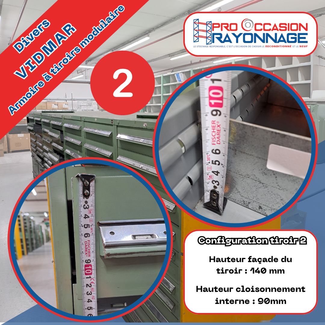 Armoire à tiroirs modulaire VIDMAR - Hauteur 1550mm, Largeur 760mm, Profondeur 750mm_3