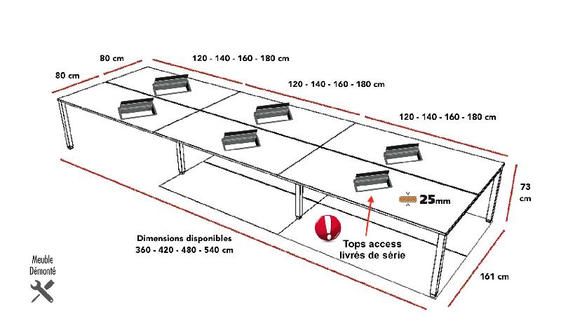 Bureau 6 personnes Tempo - Mobel linea - Blanc 9010, Blanc, 420_3