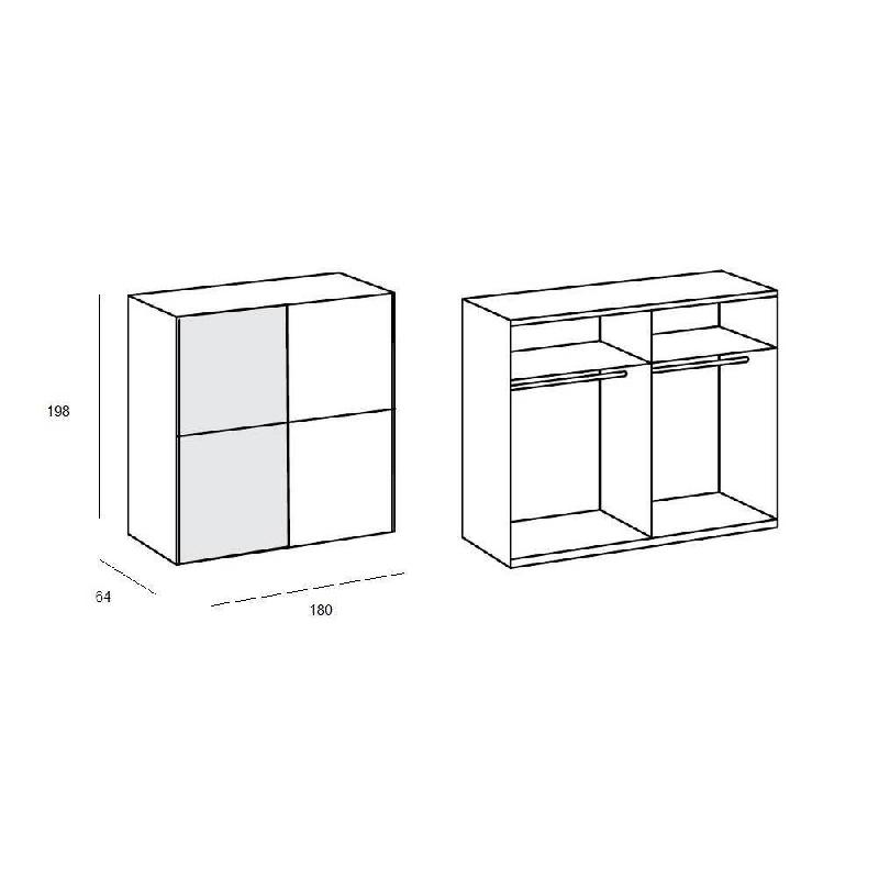 Dressing portes coulissantes Clapton 179 cm - Gris graphite / miroir - 2 penderies et 2 tablettes_3