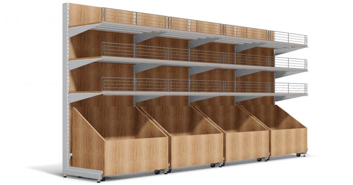Rayonnage professionnel pour fruits et légumes en vrac