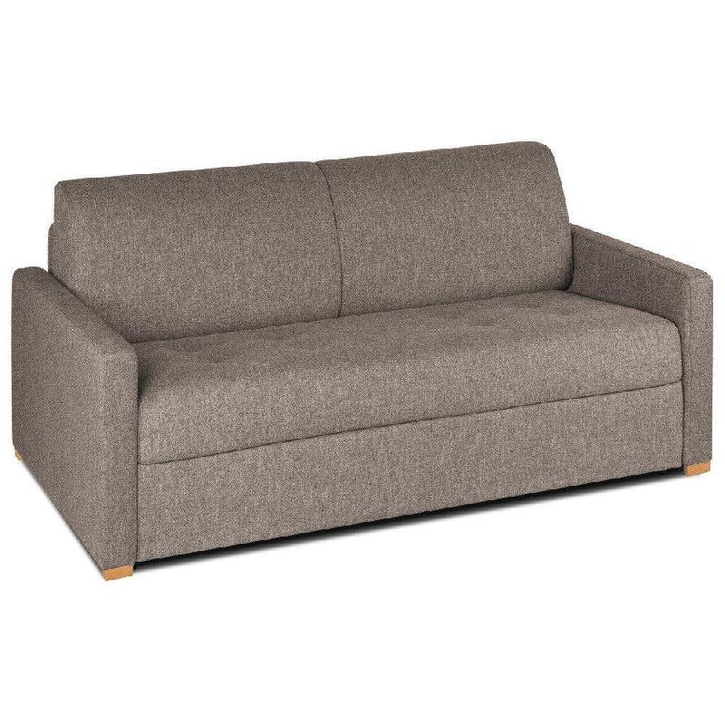 Canapé convertible express DANDY - Matelas Comfort BULTEX® 140cm - Mono assise capitonnée - Velours taupe_3