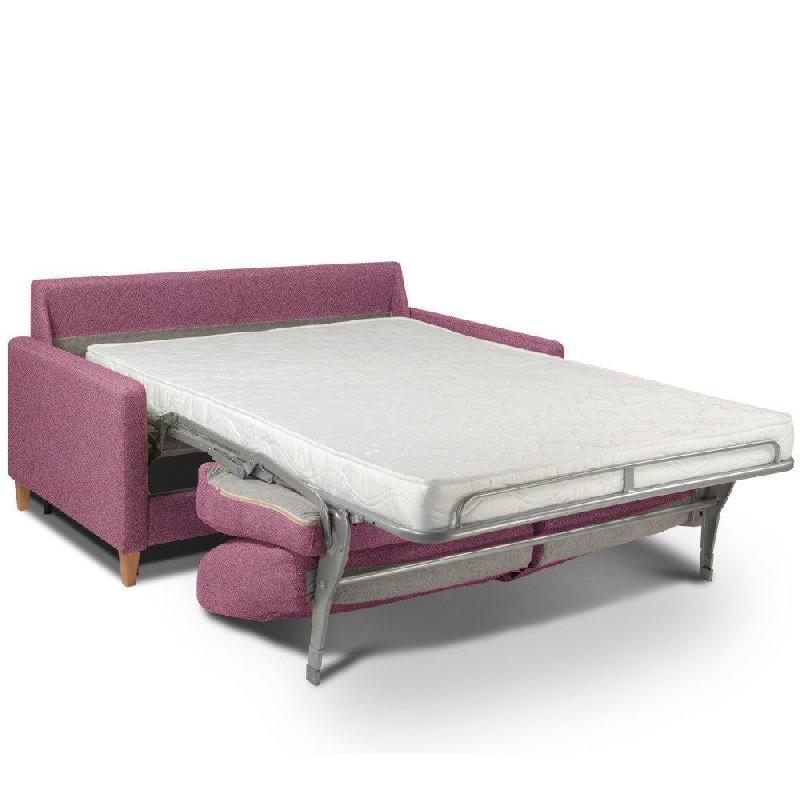 Canapé convertible OGGETTO - Matelas 16 cm - Système express - Sommier à lattes 160 cm - Velours rose - RENATONISI_3