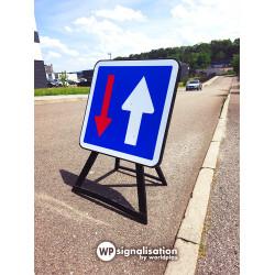 Panneau indication temporaire CK18 - Priorité à la circulation venant en sens inverse_3
