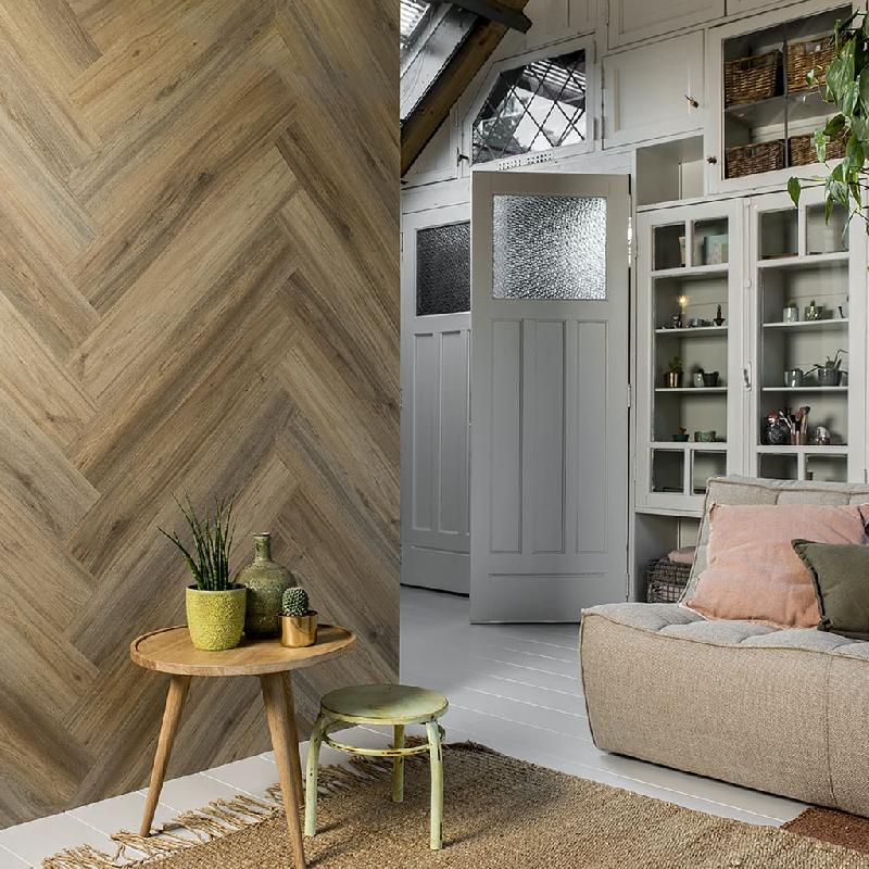 Wallart planches d'aspect de bois chêne naturel marron latte 432694_3