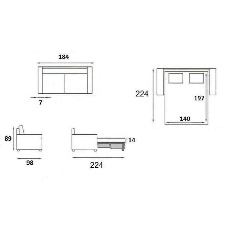 Canapé convertible express scandinave 140cm - Matelas 16 cm en microfibre gris graphite - Fabrication italienne_3