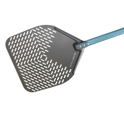Pelle à pizza rectangulaire perforée aluminium anodisé SHA 33x33 - Manche 150 - Gamme Evoluzione | GI.METAL_3