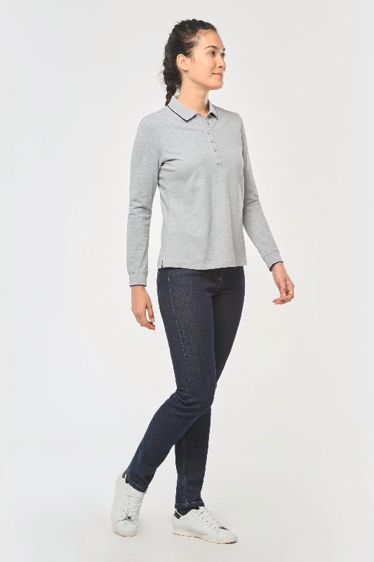 Polo maille piquée manches longues femme - Réf: K281 - Kariban - 100% coton, coupe ajustée, finitions soignées_3