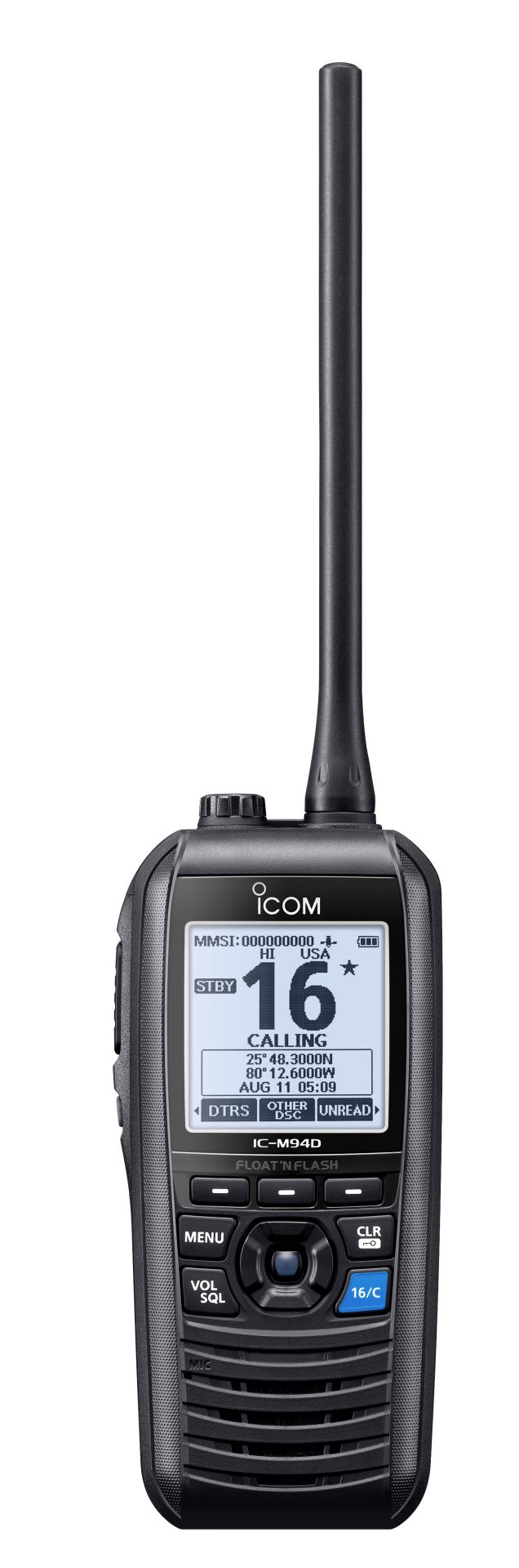 VHF marine portable IC-M94DE avec GPS, ASN Classe H, AIS et écran LCD_0