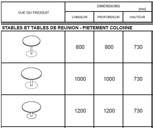 Table de réunion ronde avec base chromée Ogi - MDD. - Blanc 9010, 120, Bouleau clair_3