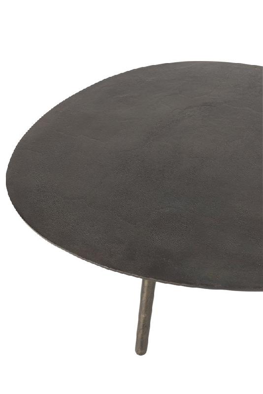 Table basse de salon MISTE - aluminium noir - gigogne avec piétement en bois massif - plateau laqué_3