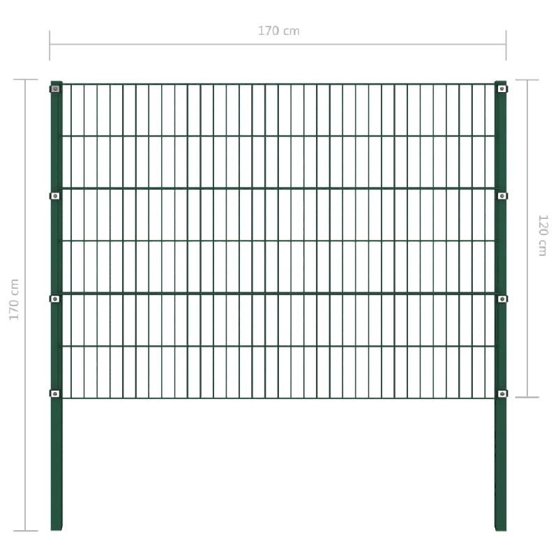 Vidaxl panneau de clôture avec poteaux fer 1,7 x 1,2 m vert 144934_3