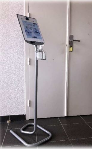 Présentoir universel sur pied pour gel hydroalcoolique - tablette d'affichage - fabriqué en France_3