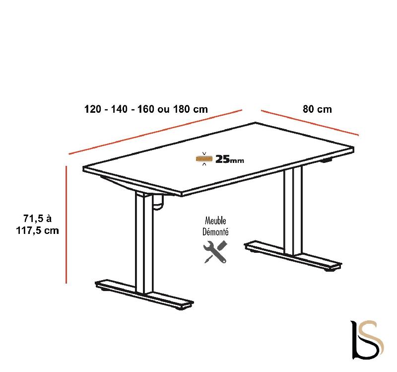 Bureau réglable en hauteur TRAM - Mobel Linea - 160, Blanc, Acacia clair_3