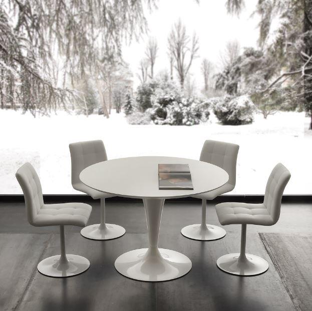 Chaise AERA - Polyuréthane sable - Piètement pivotant métal laqué blanc - Design contemporain_3