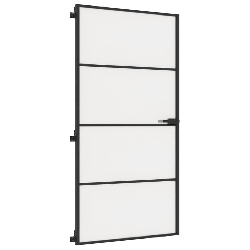 Vidaxl porte intérieure mince noir verre trempé aluminium 155123_3