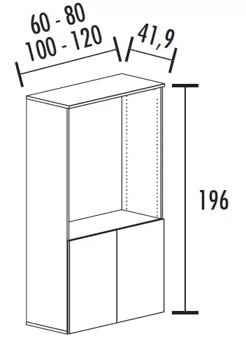 Armoire bibliothèque avec 2 portes poussoir - 3 étagères - hauteur 196 cm (4 largeurs au choix) So Madrid_3
